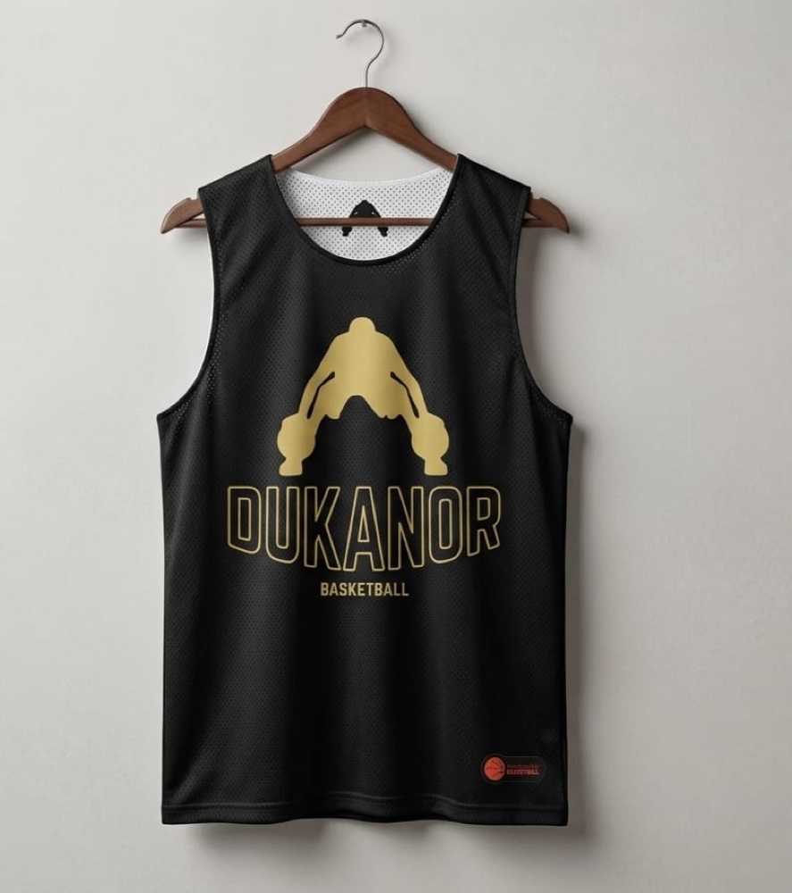 Camiseta de tirantes Dukanor negra con el logo dorado